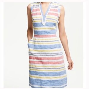 Boden Rosemary Rainbow Stripe Linen Shift Dress size 14L
